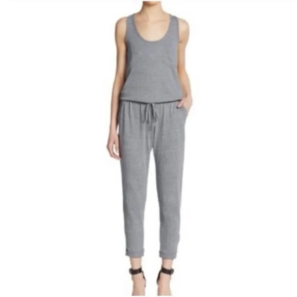 C & C of California Sleeveless Jumper Gray XL Elastic Tie Waist Minimalist comfy